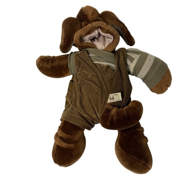 Vtg 80s Ganz Wrinkles the Dog 17" Hand Puppet Plush In Corduroy Overalls Korea - Picture 5 of 11